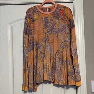 NWOT. Free People Paisley Long Sleeve Top